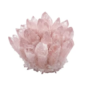 ab Certified AAA Grade Rose Quartz Phantom Crystal Cluster isolated on a pure white background by Divinity Crystals