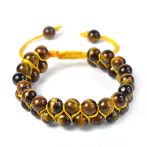 Tigers Eye Double Layered Crystal Bracelet (Yellow Cord) for Healing Meditation and Abundance