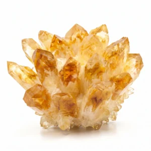 Lab Certified AAA Grade Citrine Phantom Crystal Cluster isolated on a pure, seamless white background by Divinity Crystals.