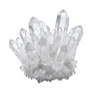 Lab Certified AAA Grade Clear Quartz (Sphatik) Phantom Crystal Cluster isolated on a pure, seamless white background by Divinity Crystals