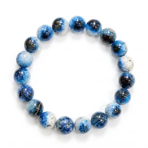 Premium 12mm natural Aragonite beaded bracelet featuring large, highly polished round beads with warm golden-honey, orange, and creamy tan banding, set against a pure white background.